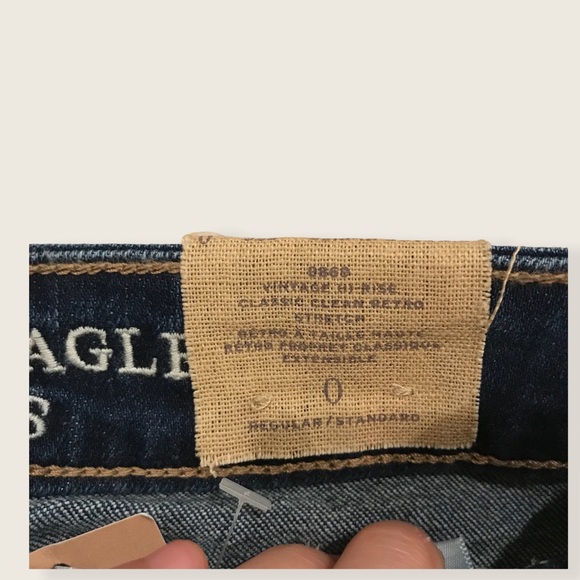 American Eagle Vintage Distressed Medium Dark Wash Straight Leg Skinny Jeans - Picture 11 of 14